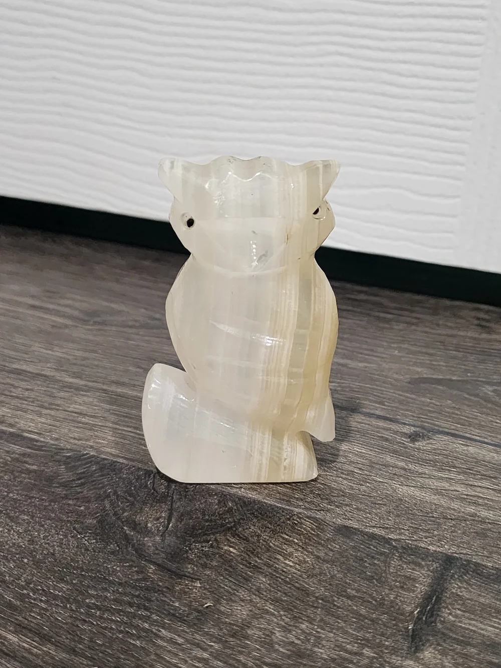 Handmade Vintage Cream Onyx Owl Figurine